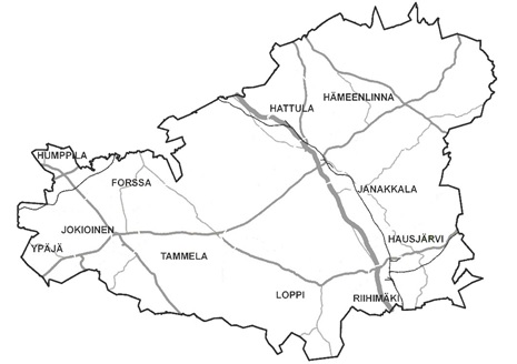 Kanta-H&auml;meen kartta